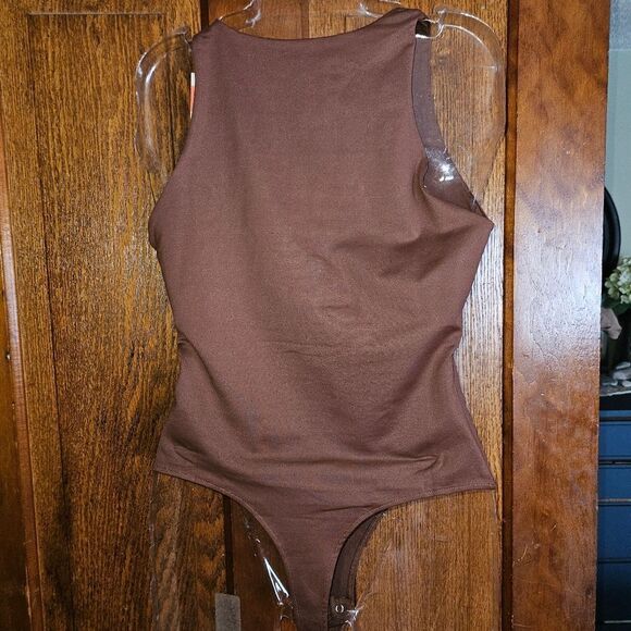 Cyanstyle Coffee Brown One Piece Medium Women's Bodysuit Jumpsuit Layer Yoga - Picture 2 of 8